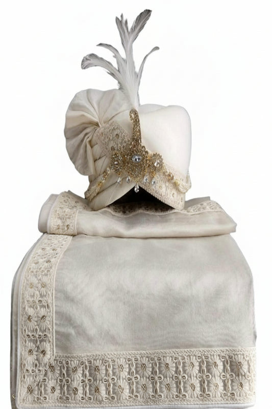 Elegant Traditional Turban with Shawl for Men – Perfect for Weddings & Festive Wear