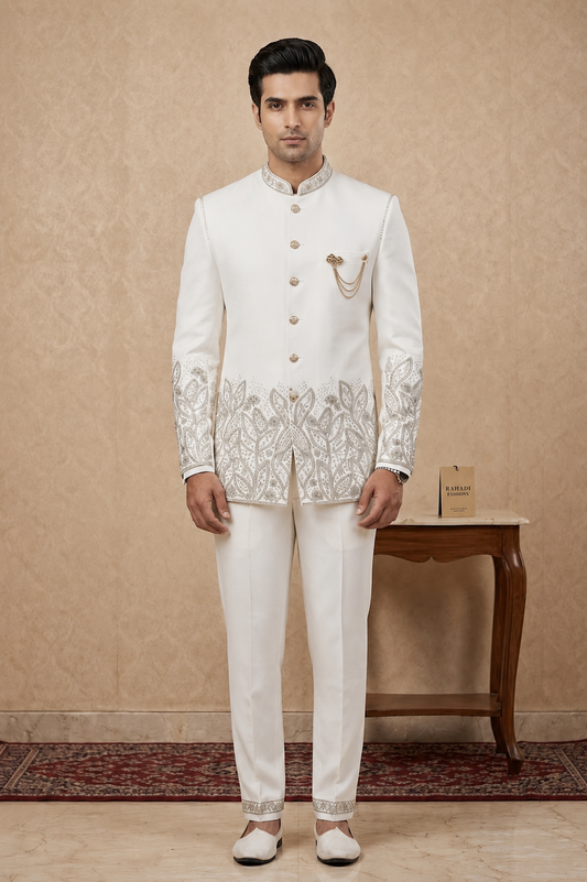 Men’s Ivory Embroidered Jodhpuri Set