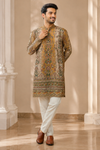 Royal Mustard Heritage Print Kurta