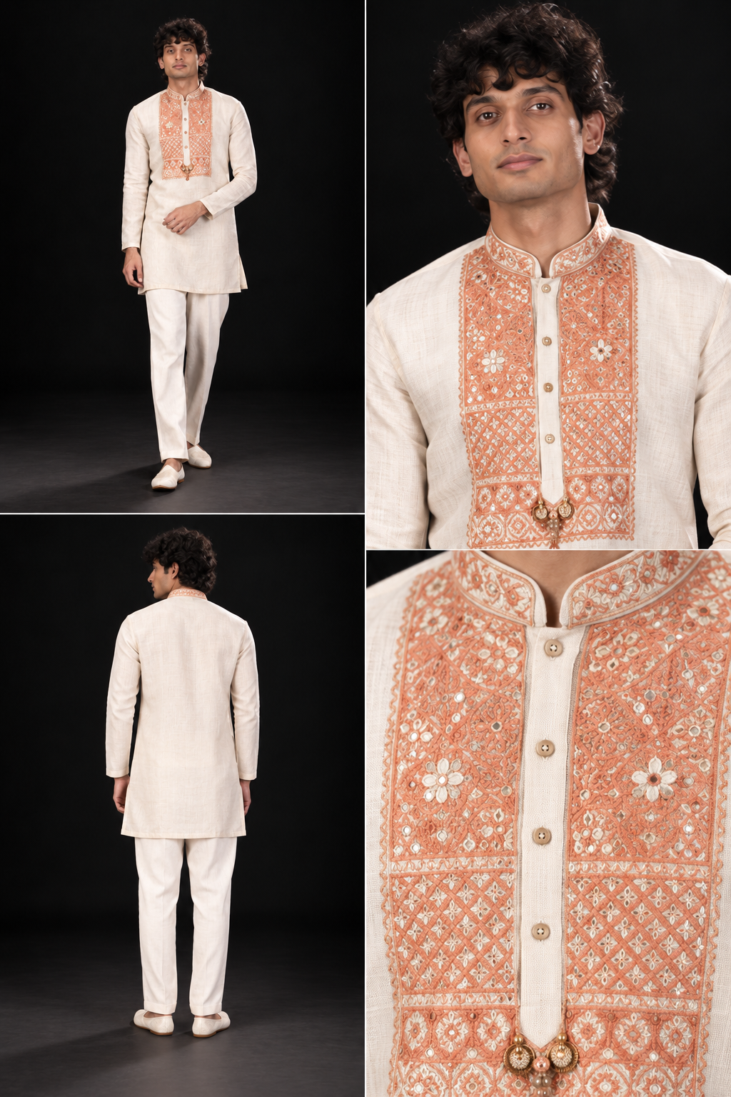Ivory Embroidered Festive Kurta Set