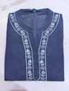 Women's Denim Blue Floral Embroidered Kurta & Palazzo Set