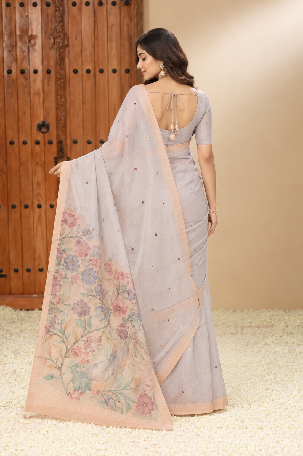 Elegant Pastel Floral Saree