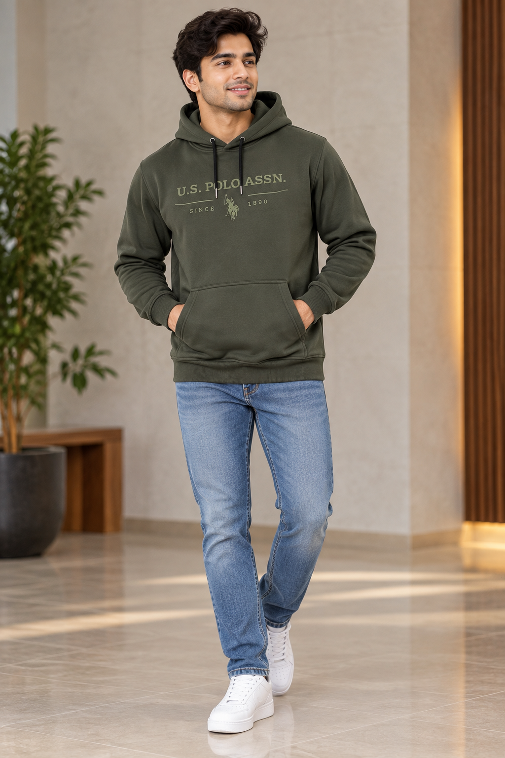 Olive Green Classic Pullover Hoodie