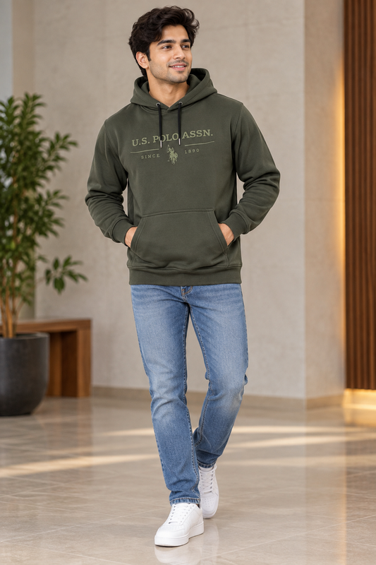 Olive Green Classic Pullover Hoodie