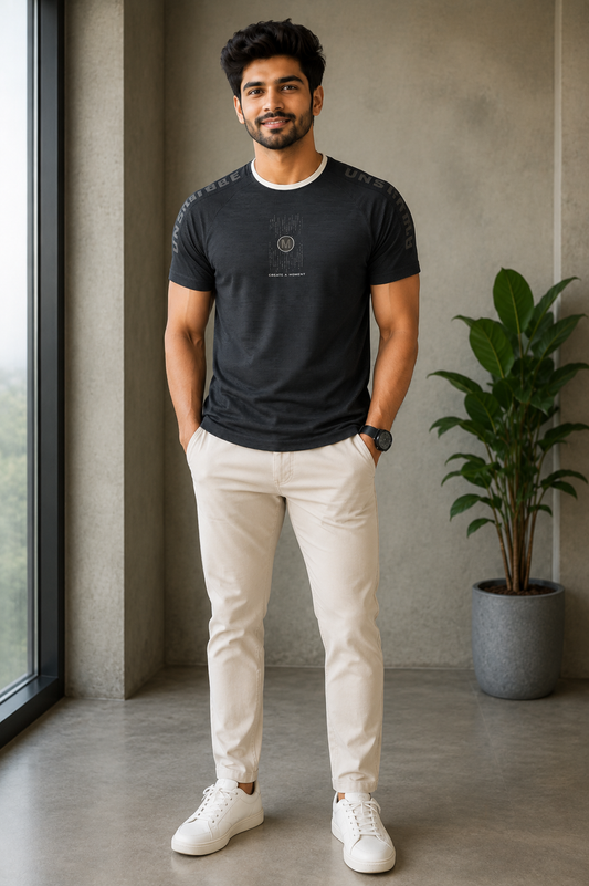 Men'sl Textured Round Neck T-Shirt | Premium Casual Wear