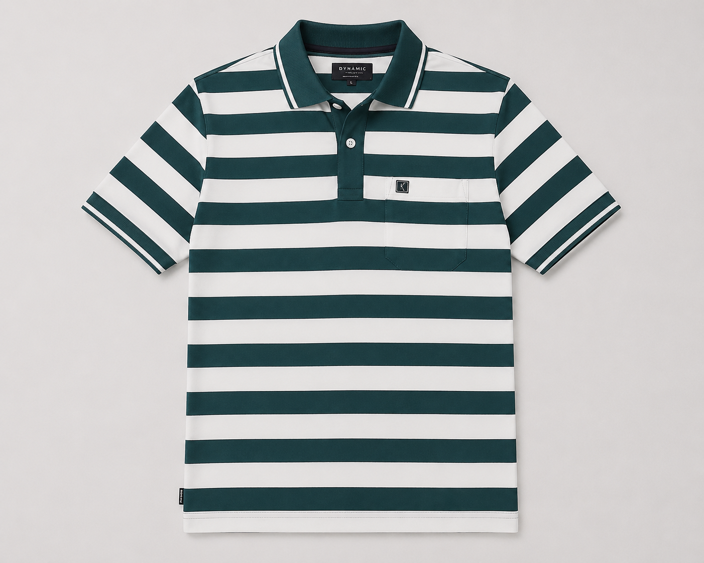 Men’s Green & White Striped Polo T-Shirt