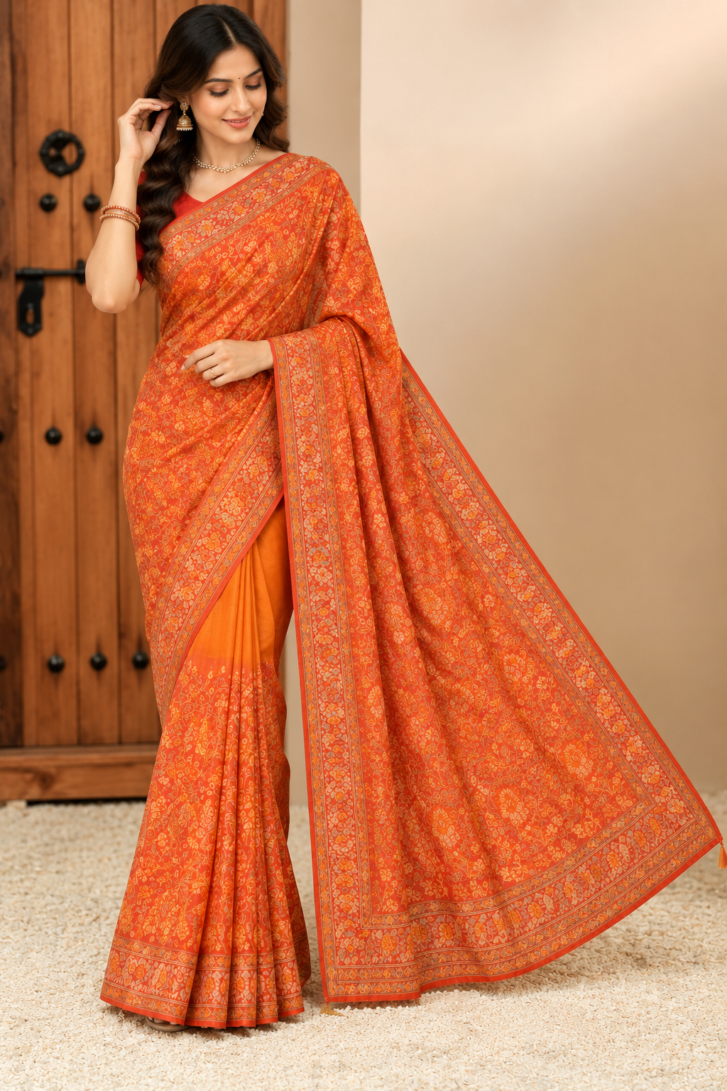 Radiant Orange Woven Saree