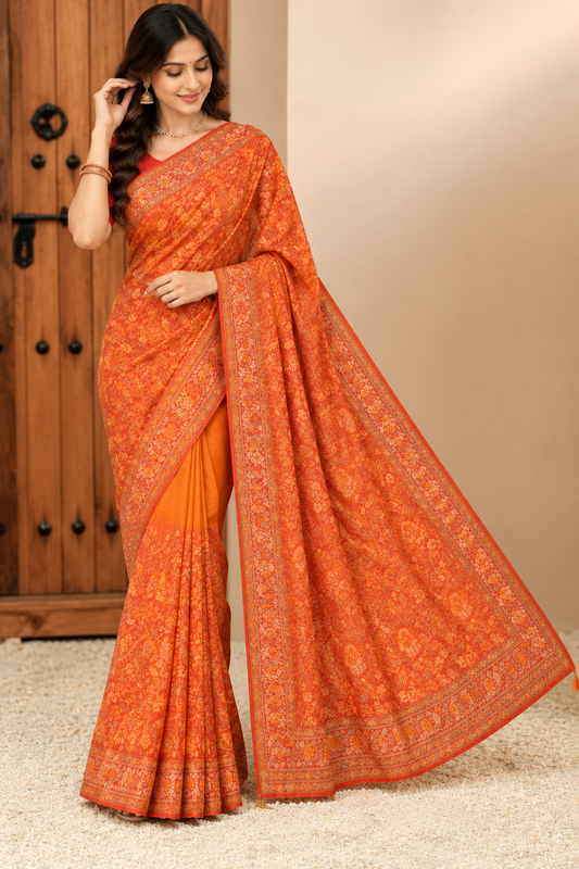 Radiant Orange Woven Saree