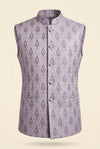Lavender Jacquard Motif Nehru Jacket