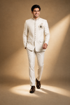 Men’s Ivory Embroidered Jodhpuri Suit