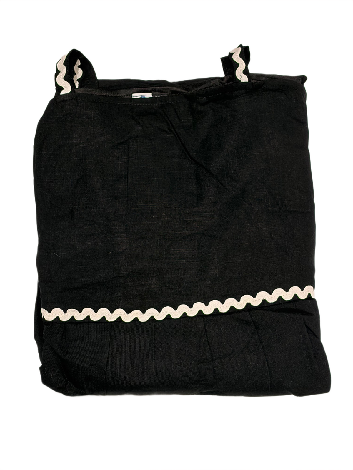 Elegant Black Tiered Maxi Dress with White Trim