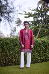 Wine Red Embroidered Festive Kurta