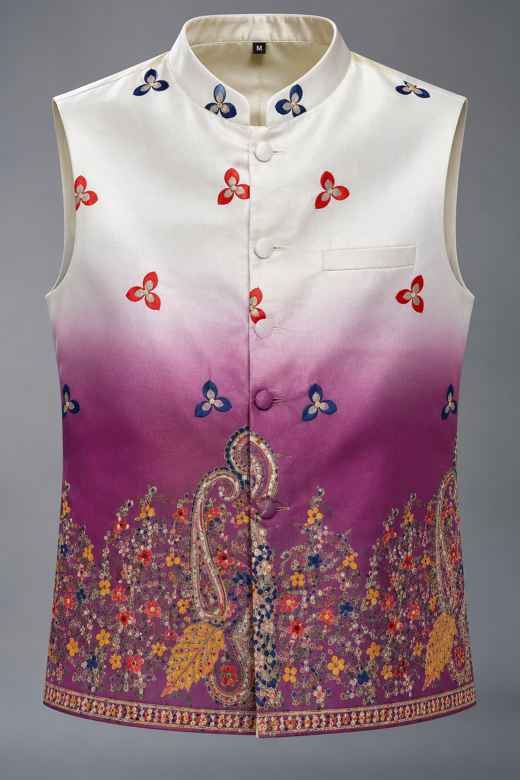 Ivory to Magenta Ombre Embroidered Modi Jacket