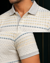 Men's Premium Stripe Polo T-Shirt – Cream | Smart Casual Collection