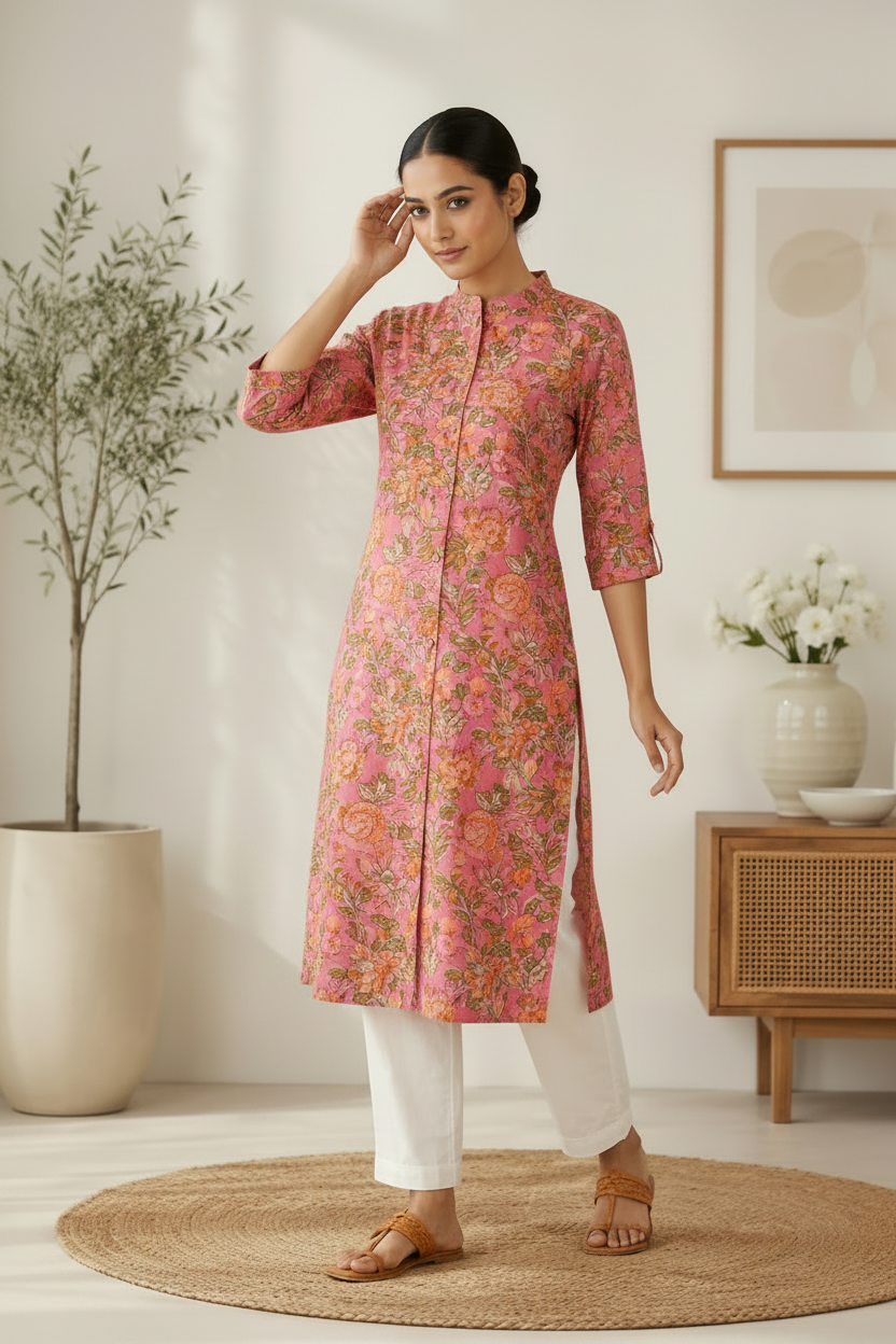 Women’s  Floral Printed A-Line Kurta