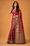 Royal Wine Pink Designer  with Artistic Heritage Pallu
