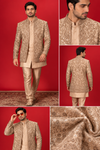 Champagne Gold Embroidered Indo-Western Jacket Set