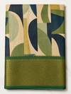 Elegant Green & Navy Blue Abstract Printed Blend Saree with Rich Golden Zari Border