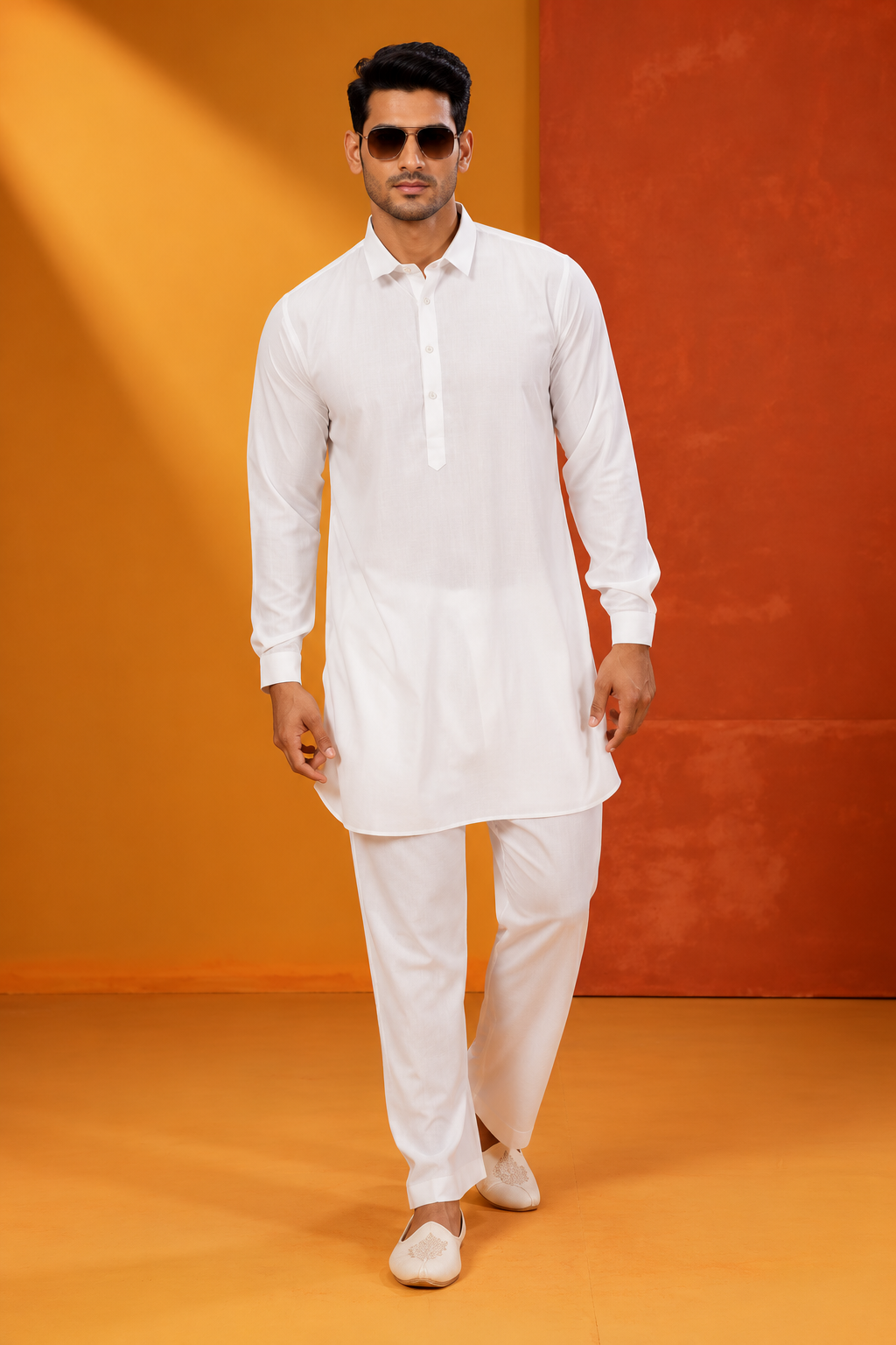 Men's Classic White Kurta Pajama Set
