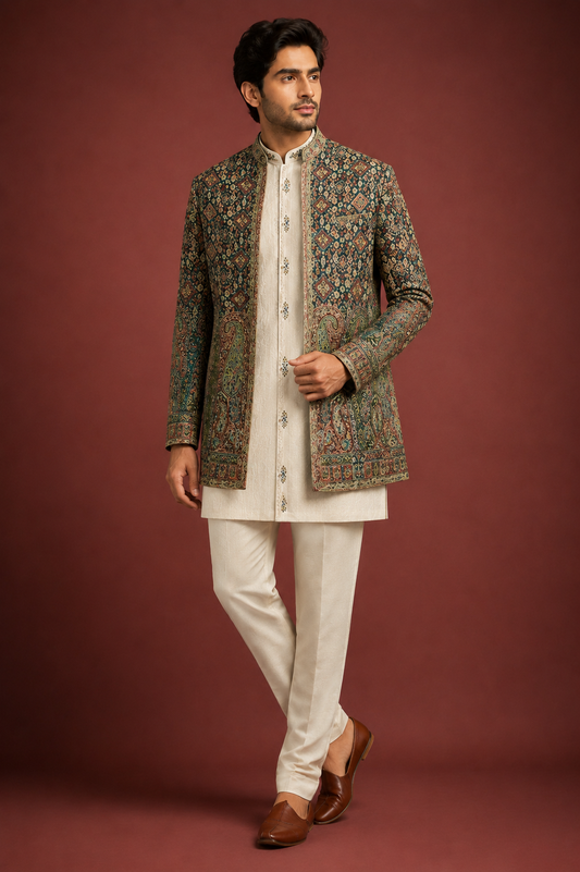Regal Multicolor Printed Indo-Western Jacket Set