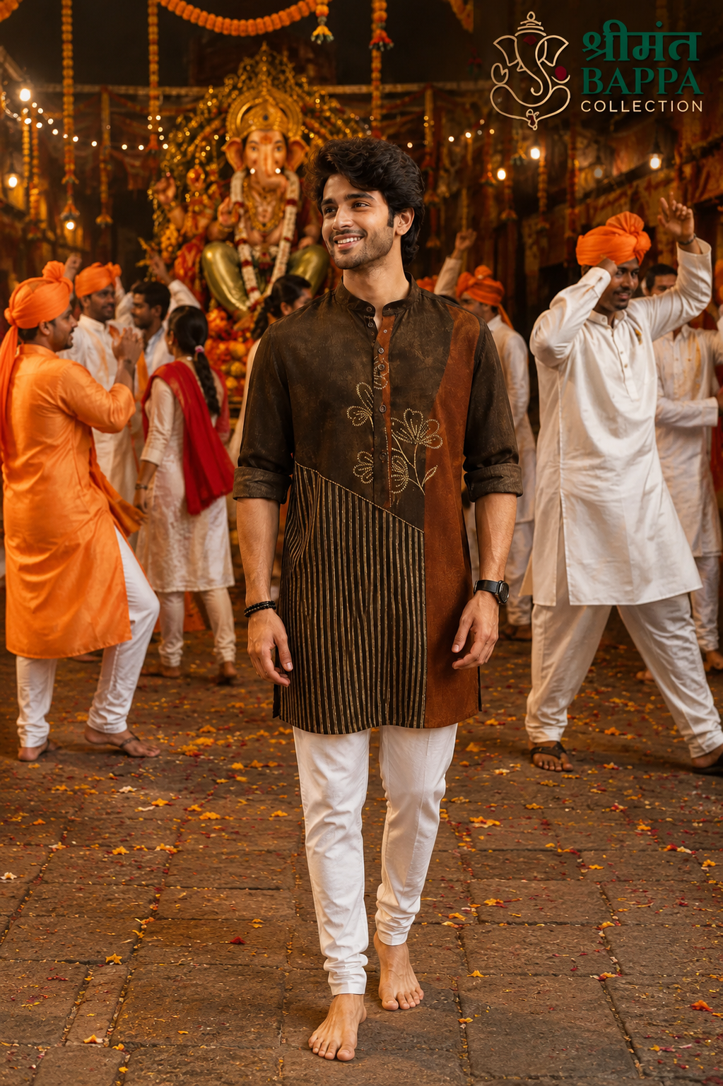 Brown & Rust Contemporary Festive Kurta Set