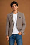 Men's Taupe Textured Casual Blazer