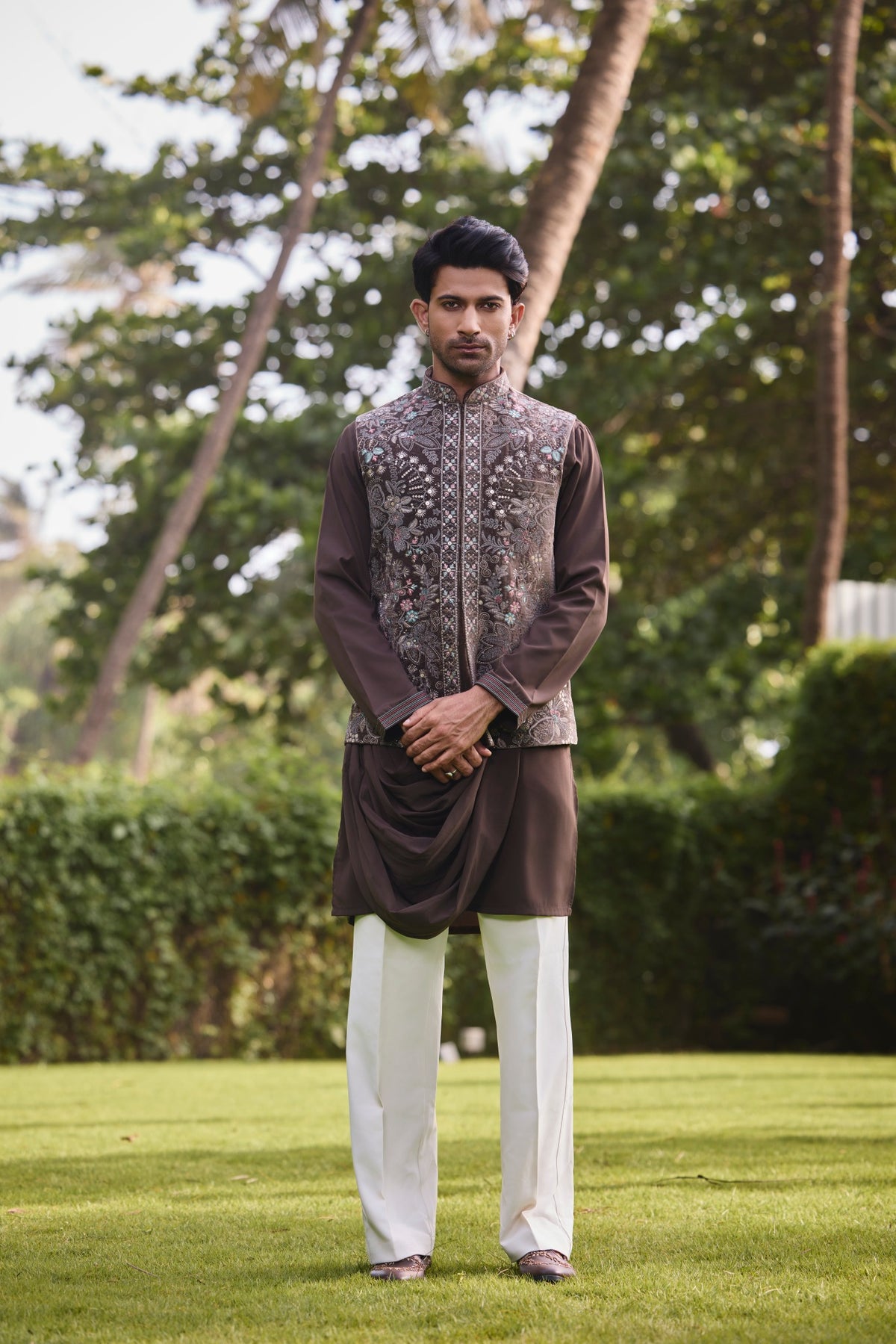 Embroidered Indo-Western Kurta Jacket Set