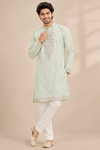 Mint Green Embroidered Men’s Festive Kurta