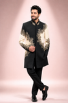 : Men’s Black & Ivory Embroidered Indo-Western Sherwani