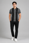 Men’s Black & Grey Textured Polo T-Shirt