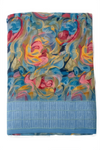 Sky Blue Floral Printed Saree with Elegant Woven Border | Lightweight Party & Festive Wear