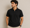 Men’s Black Textured Polo T-Shirt