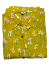 Mustard Yellow Floral Tiered Cotton Kurti