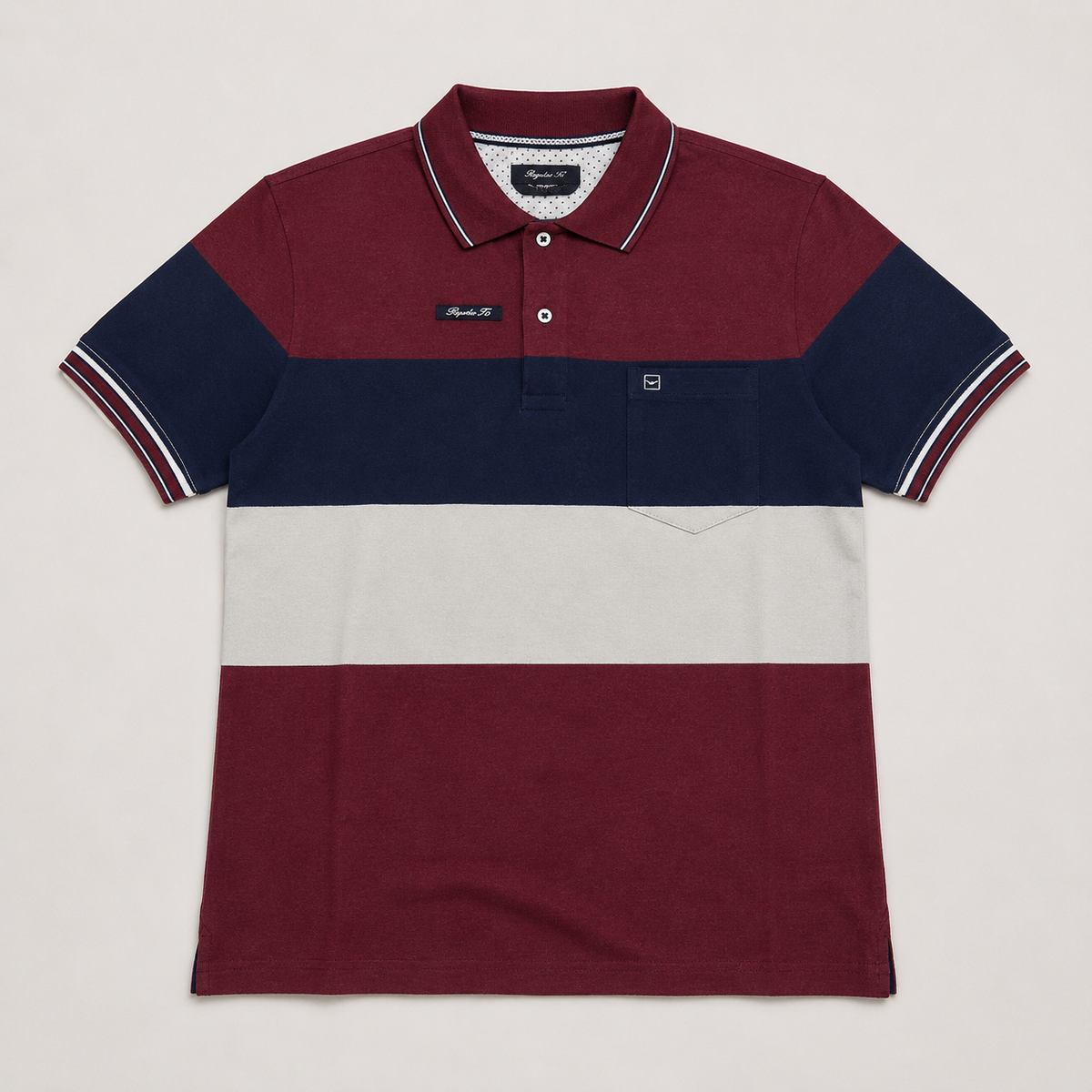 Men’s Maroon Navy Color block Polo T-Shirt