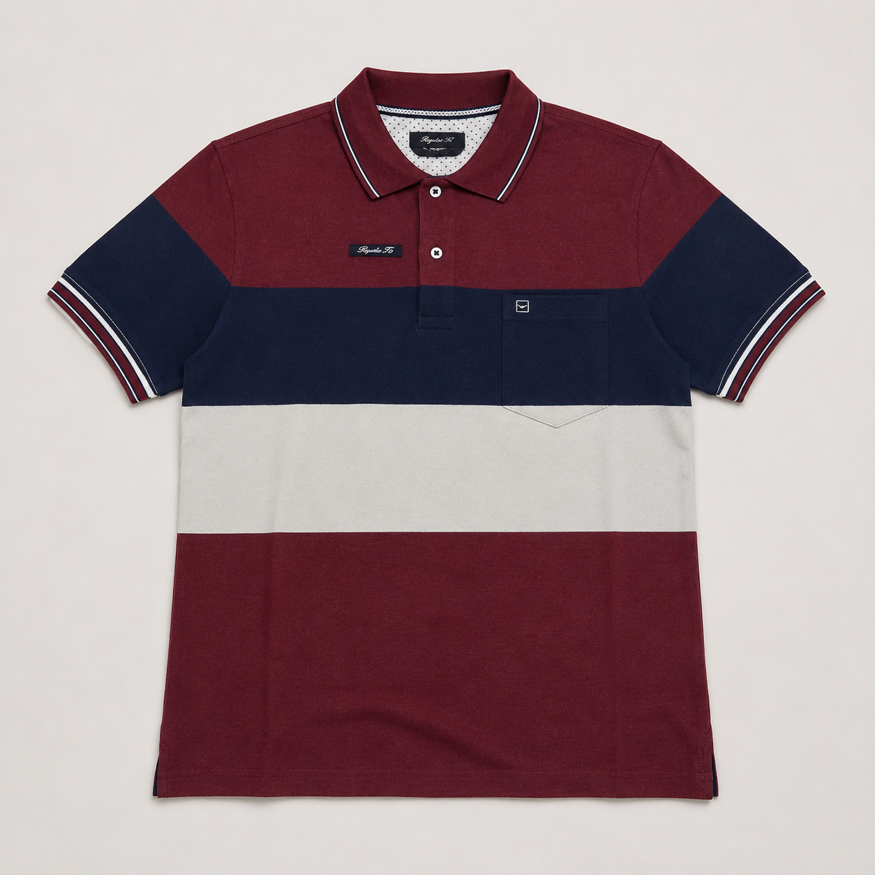 Men’s Maroon Navy Color block Polo T-Shirt