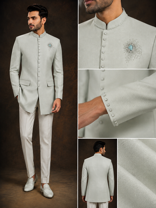 Ivory Embellished Jodhpuri Bandhgala Suit