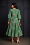 Sage Green Floral Printed Tiered Midi Dress