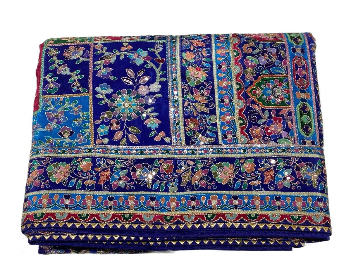 Royal Blue Mirror Work Designer Saree – Traditional Elegance Collection
