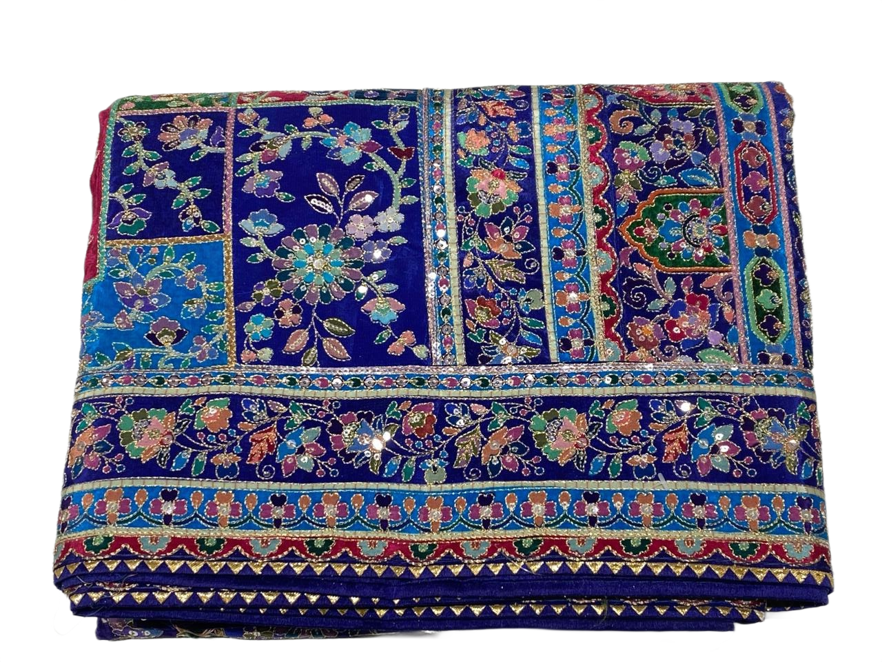Royal Blue Mirror Work Designer Saree – Traditional Elegance Collection