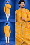 Mustard Yellow Printed Festive Kurta Set