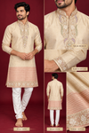 Beige Embroidered Festive Kurta Set