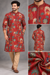 Men's Maroon Royal Heritage Printed Kurta Set