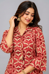 Elegant Maroon Floral Printed Kurta Palazzo Set
