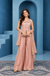 Elegant Dusty Pink Embroidered Palazzo Set with Dupatta