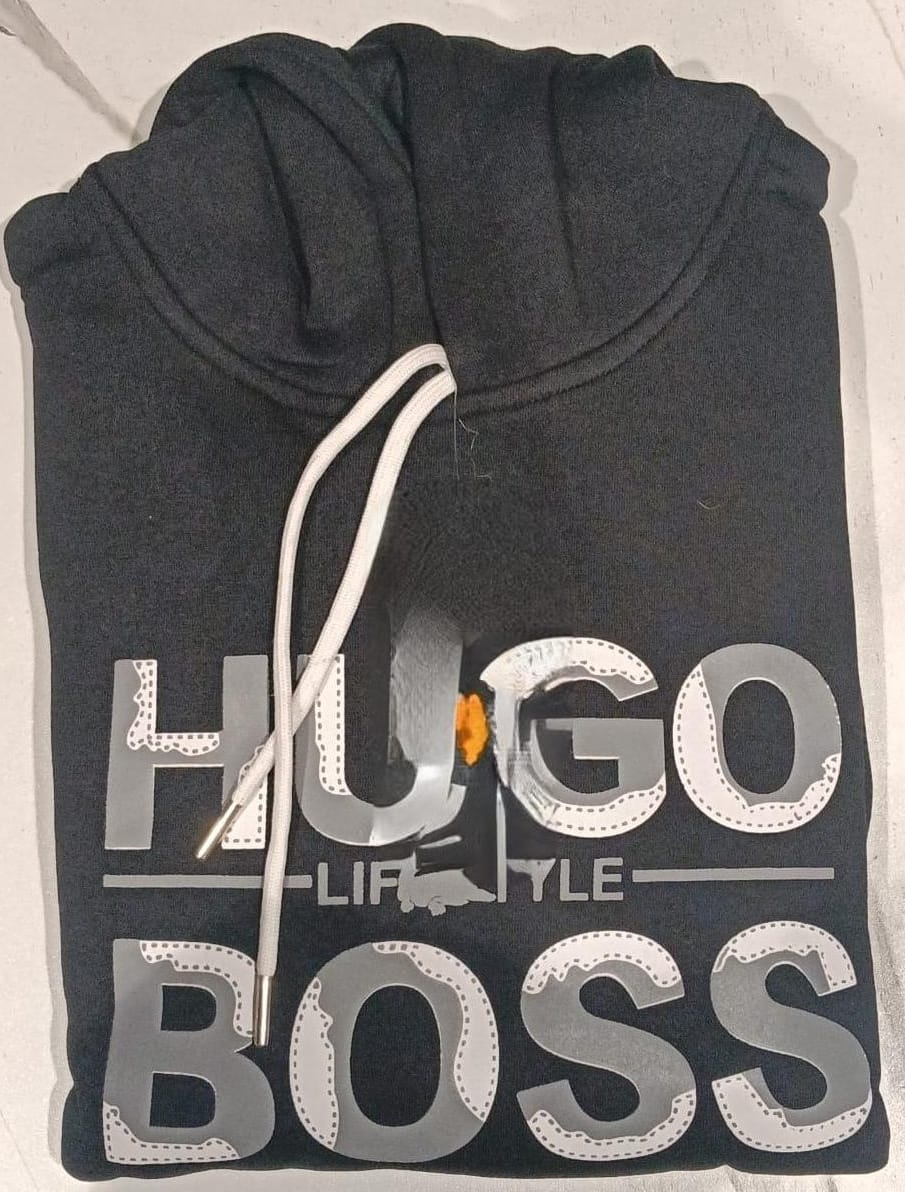 Men’s Charcoal Black Printed Pullover Hoodie