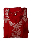 Women’s Maroon Embroidered Anarkali Kurta Set with Dupatta