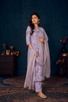 Lavender Floral Printed Kurta Pant & Dupatta Set