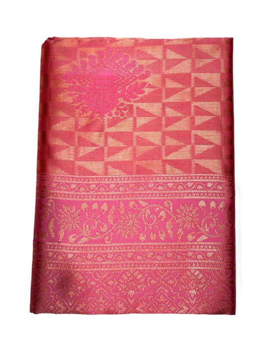 Radiant Rani Pink Saree with Traditional Zari Weaving