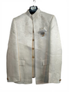 Men's Off-White Jacquard Jodhpuri Suit with Nehru Jacket