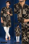 Black & Gold Abstract Print Festive Kurta Set